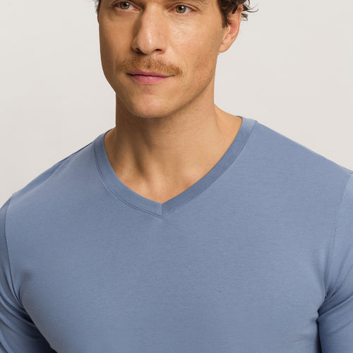 Living Shirts Jersey Cotton V-Neck T-Shirt | Dusky Aqua 75051-2586