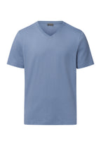 Living Shirts Jersey Cotton V-Neck T-Shirt | Dusky Aqua 75051-2586