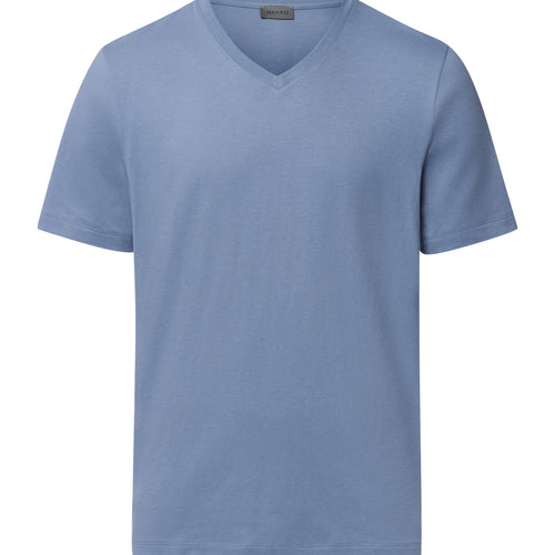Living Shirts Jersey Cotton V-Neck T-Shirt | Dusky Aqua 75051-2586