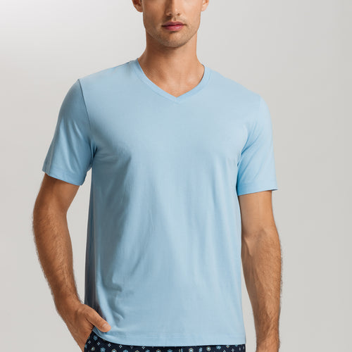 Living Shirts Jersey Cotton V-Neck T-Shirt | Clear Blue 75051-2590