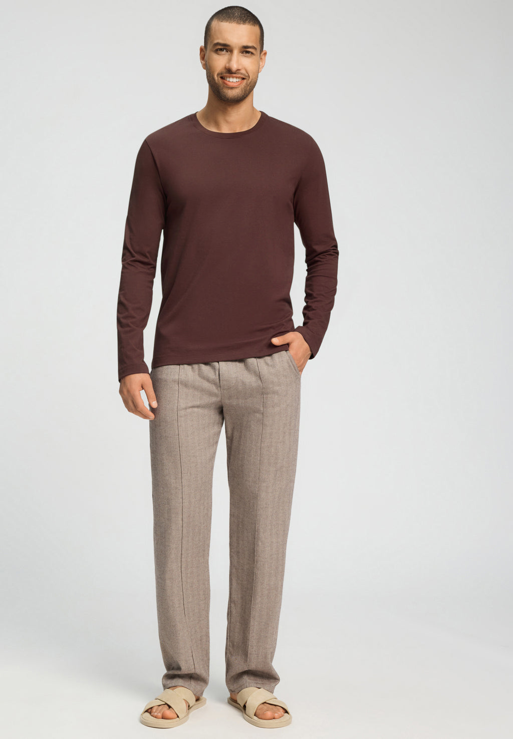 Living Shirts Cotton Crew Neck Top | Glazed Chocolate 75053-2794