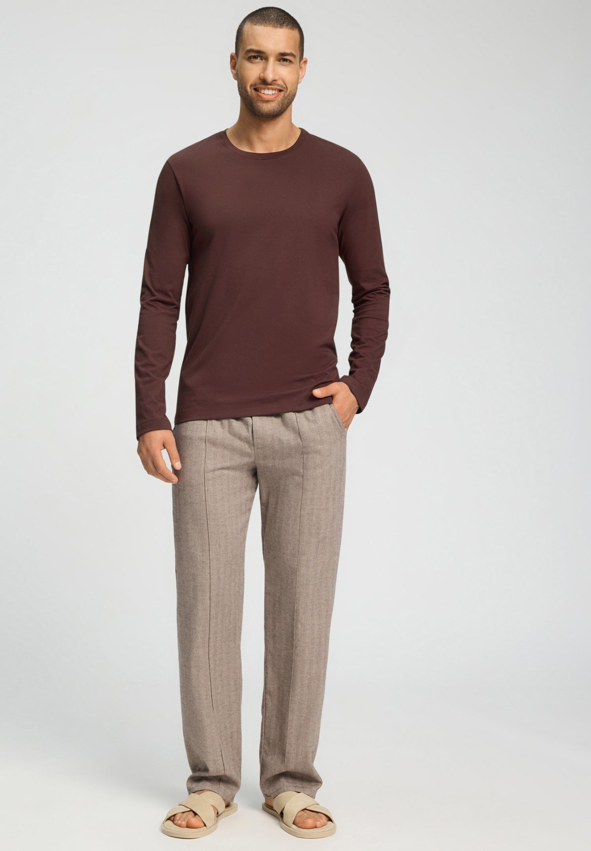 Living Shirts Cotton Crew Neck Top | Glazed Chocolate 75053-2794