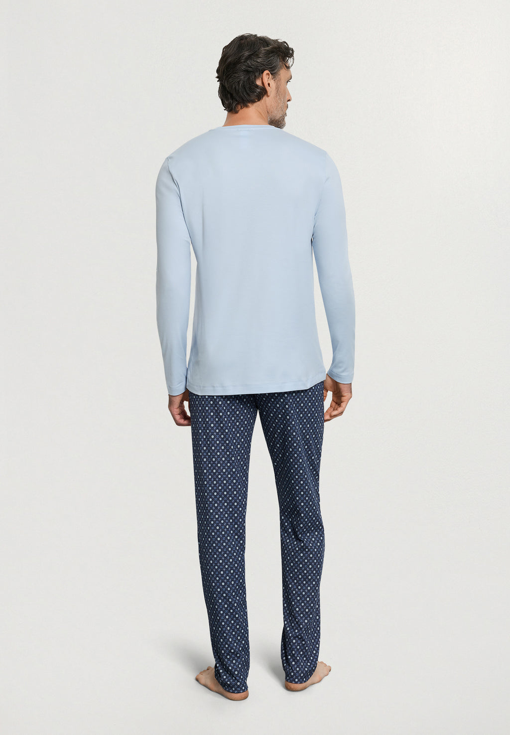 Night And Day Crew Neck Cotton Pajama Set | Squared Harmony 75111-3100