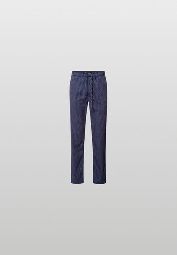 blue striped pajama pants on light grey background