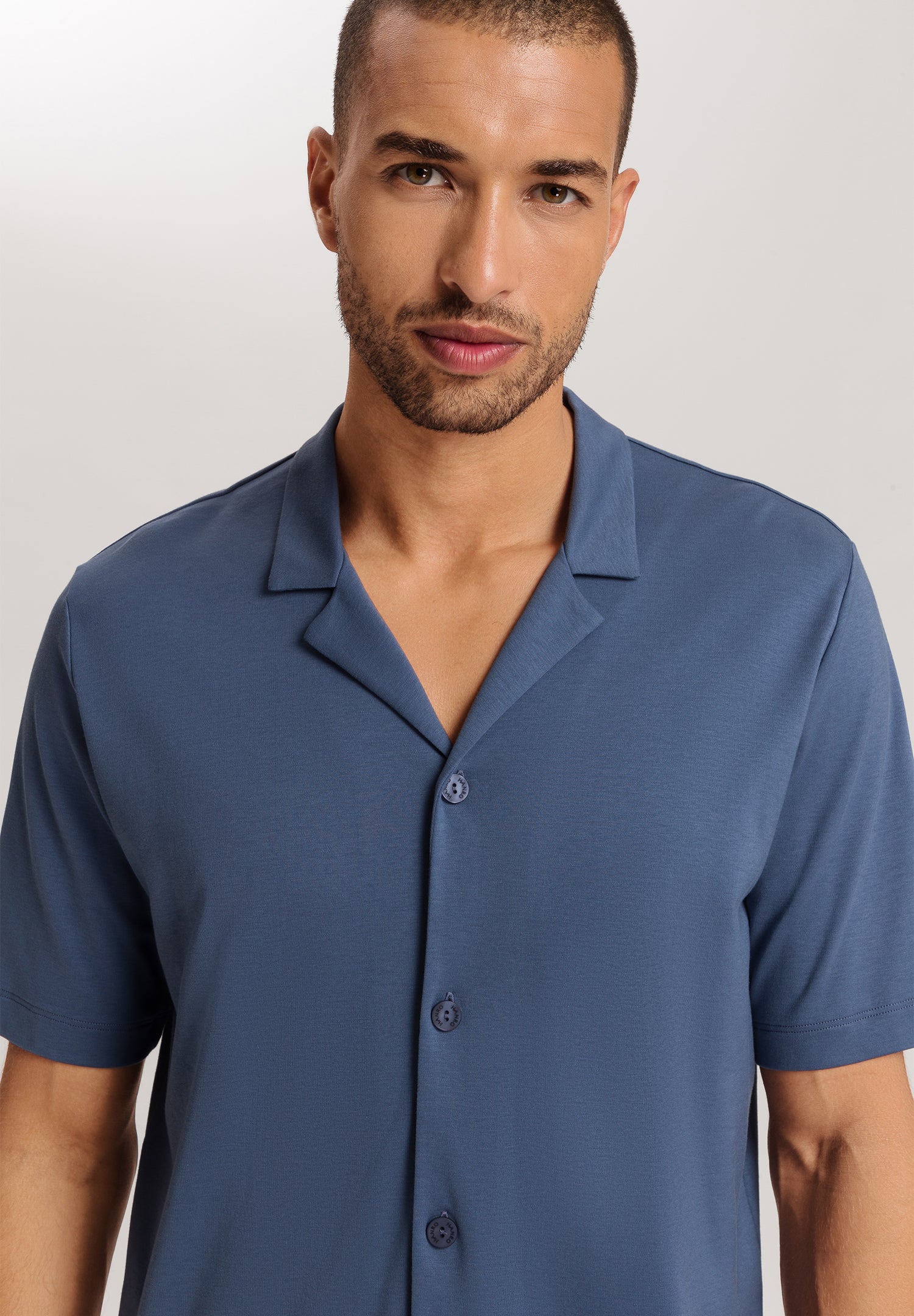 Night And Day Button Front Cotton Pajama Set | Night Blue Tiles 75137-3013