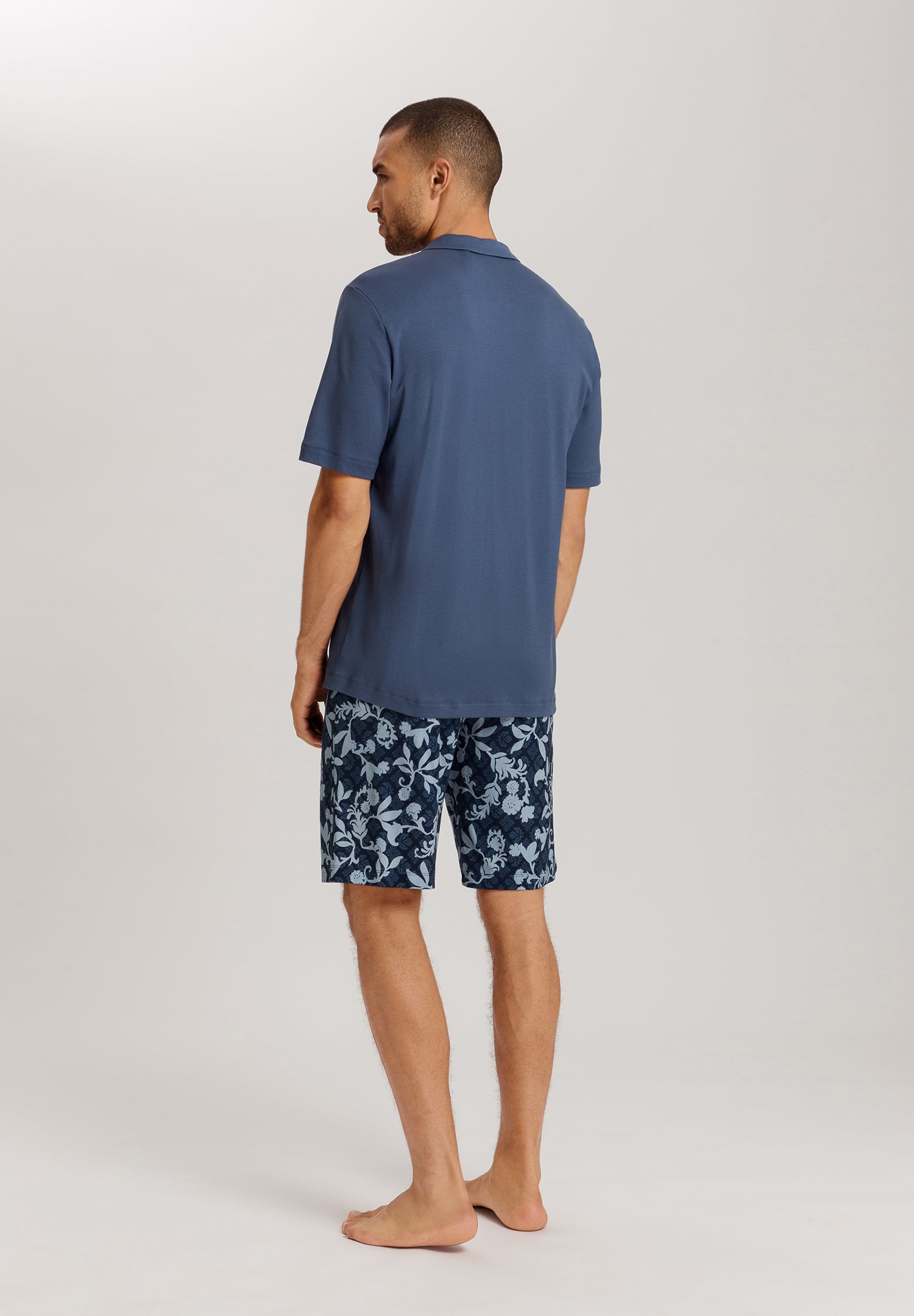 Night And Day Button Front Cotton Pajama Set | Night Blue Tiles 75137-3013