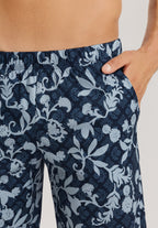 Night And Day Button Front Cotton Pajama Set | Night Blue Tiles 75137-3013