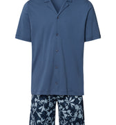 Night And Day Button Front Cotton Pajama Set | Night Blue Tiles 75137-3013