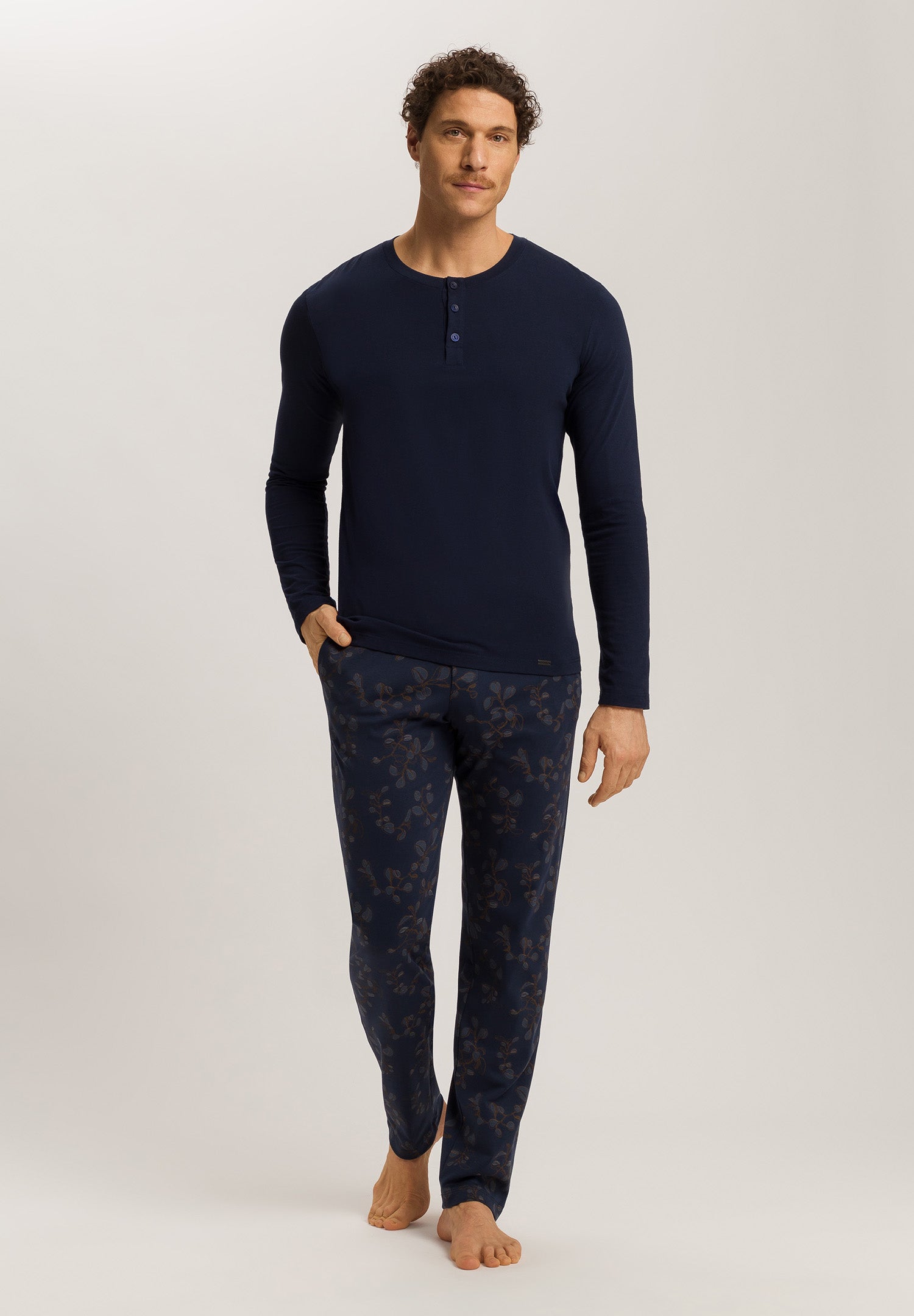 Night And Day Knit Lounge Pant | Navy Ink Leaves 75216-3033