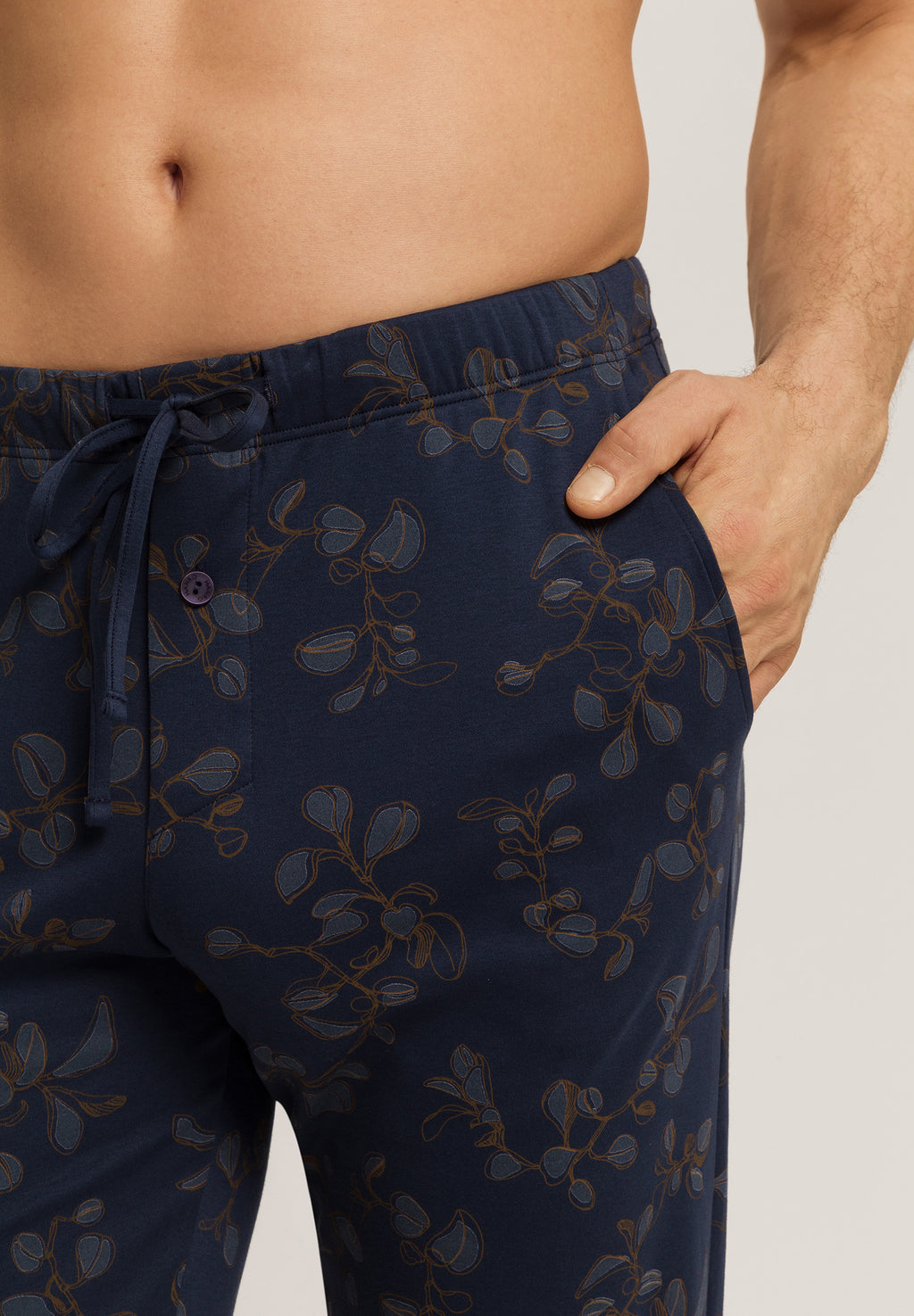 Night And Day Knit Lounge Pant | Navy Ink Leaves 75216-3033