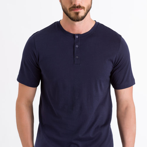 75318 Night & Day Short Sleeve Henley Shirt - 496 Black Iris