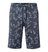 Night And Day Drawstring Cotton Shorts | Aqua Ink Leaves 75513-3025