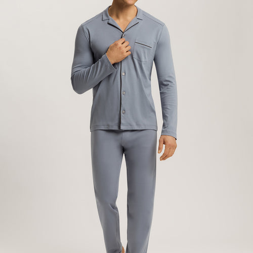 Night And Day Button Front Cotton Pajama Set | Cliff Grey 75587-2680