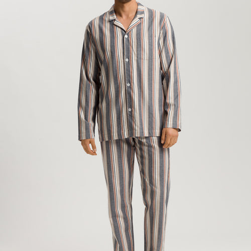 Cozy Comfort Cotton Flannel Button Front Pajama Set | Redwood Stripe 75724-3043