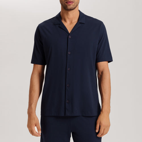 Night And Day Notch Collar Button Front Cotton Shirt | Deep Navy 75752-1610