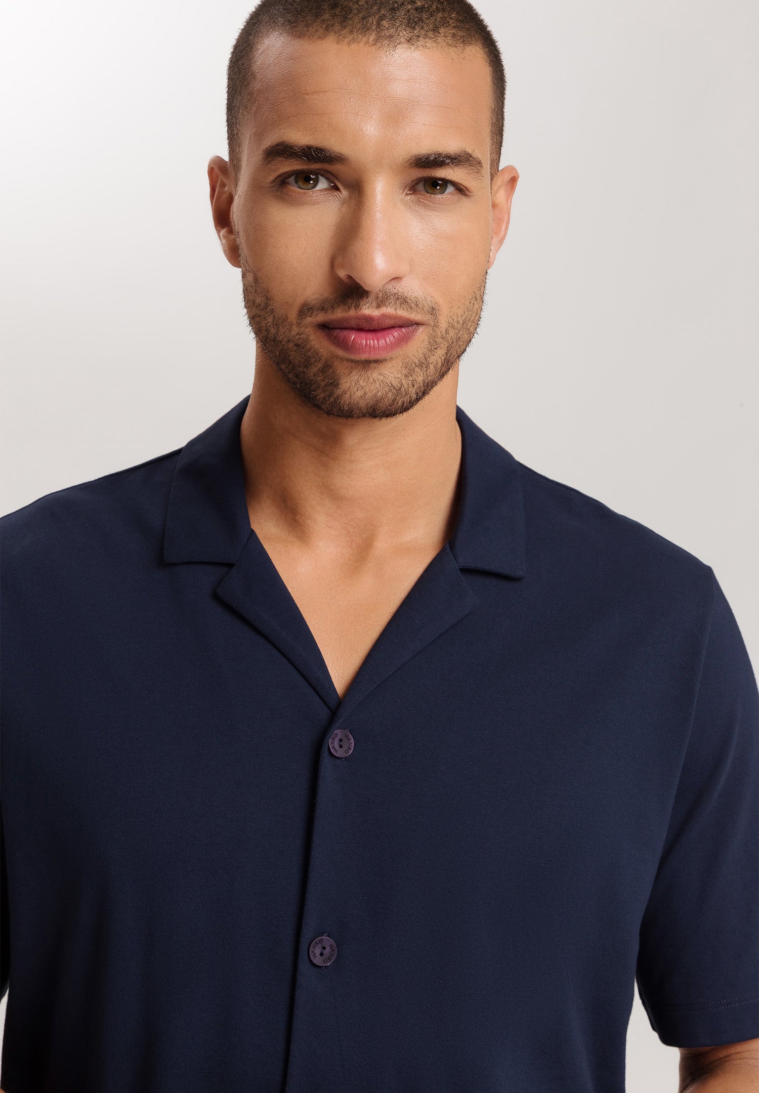 Night And Day Notch Collar Button Front Cotton Shirt | Deep Navy 75752-1610