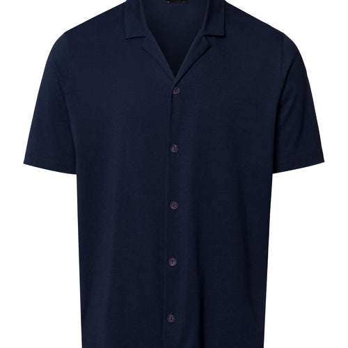 Night And Day Notch Collar Button Front Cotton Shirt | Deep Navy 75752-1610