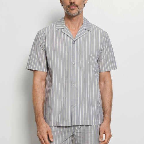 Night And Day S/Slv Henley Shirt | Denim Stripe 75754-3108