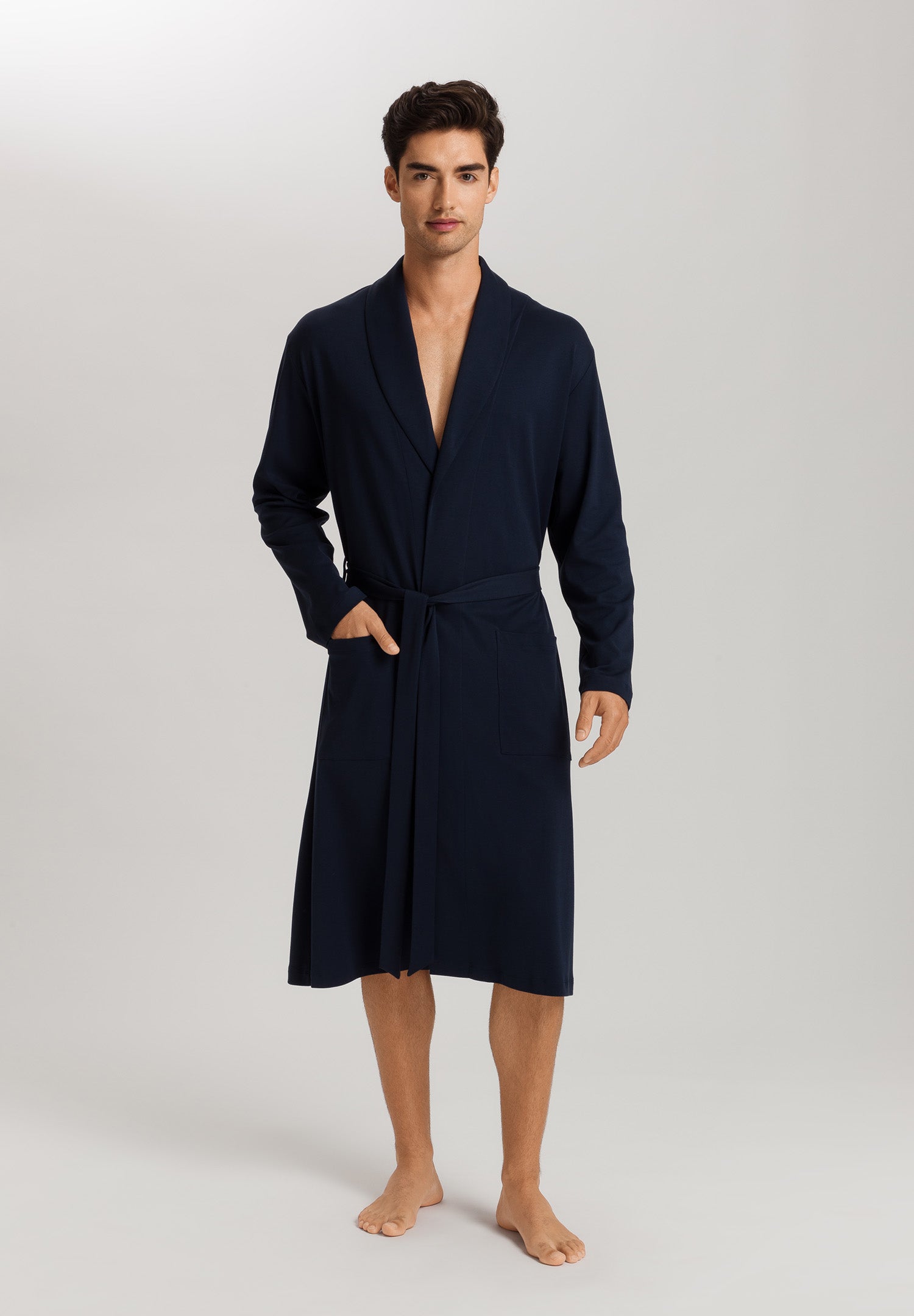 Night And Day Shawl Collar Cotton Robe 120cm | Deep Navy 75755-1610