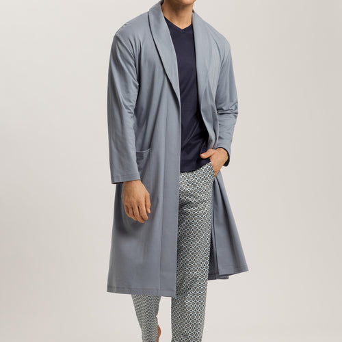 Night And Day Shawl Collar Cotton Robe 120cm | Cliff Grey 75755-2680