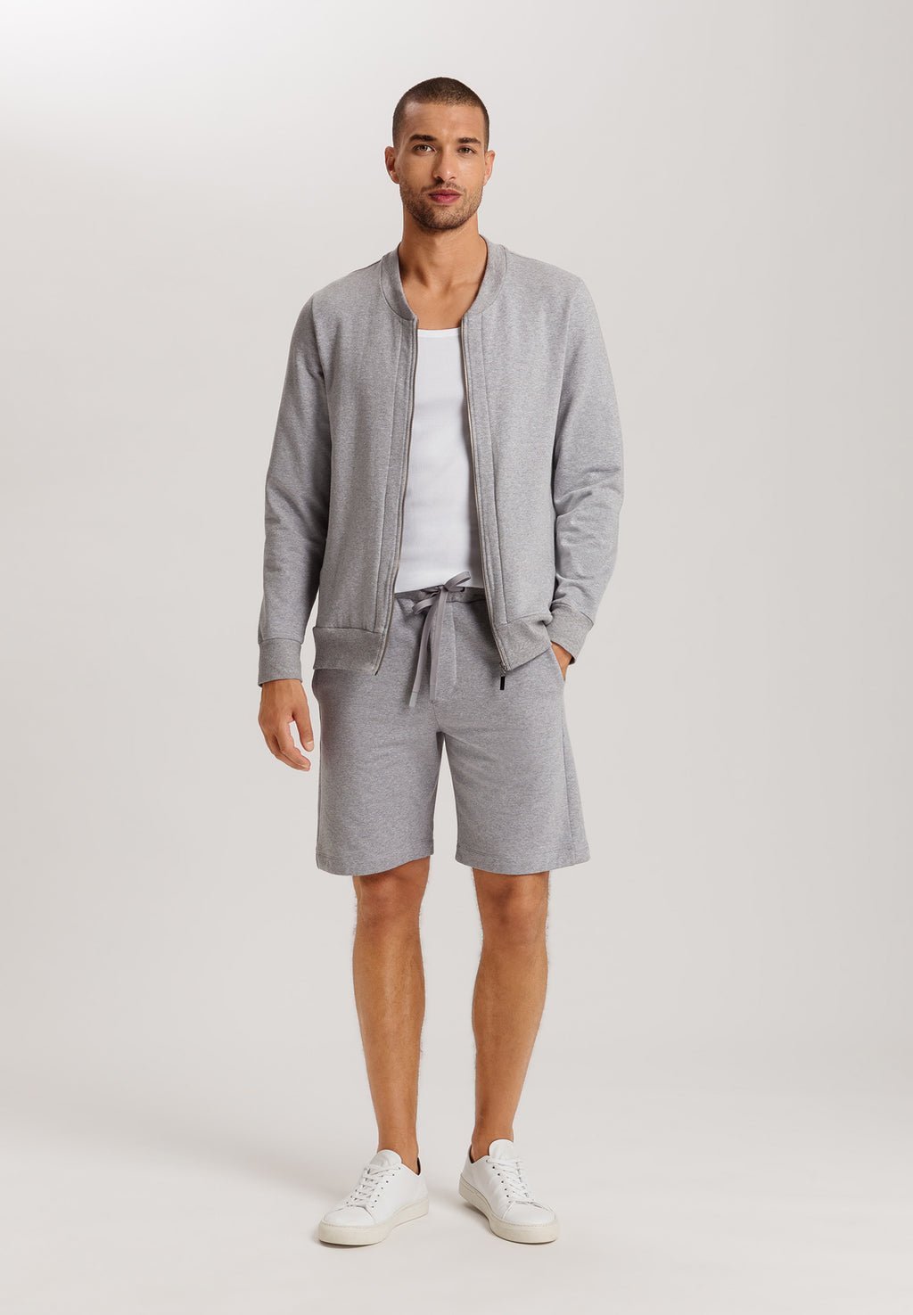 Natural Living Organic Cotton Drawstring Shorts | Grey Melange 75772-3014