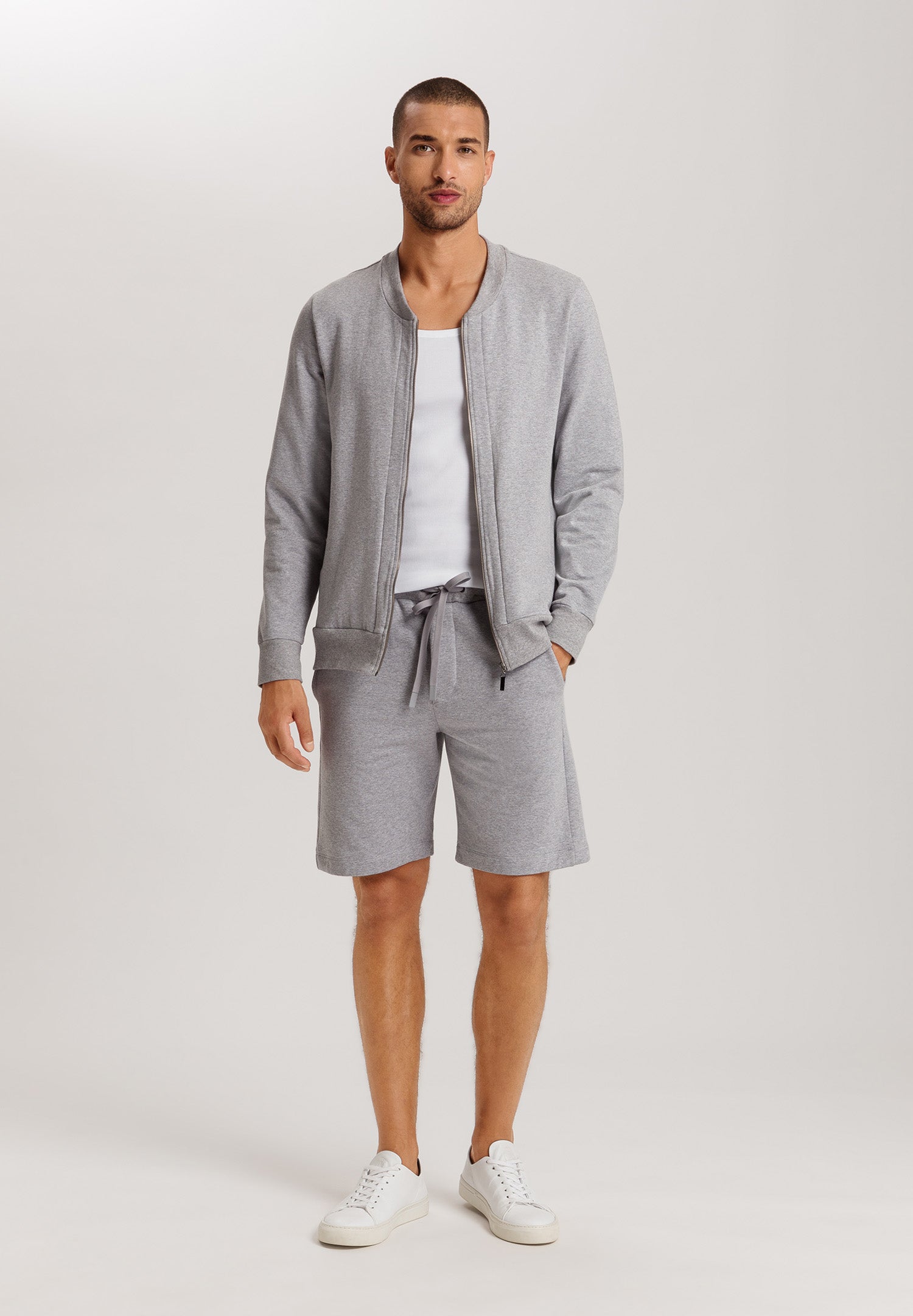 Natural Living Organic Cotton Drawstring Shorts | Grey Melange 75772-3014