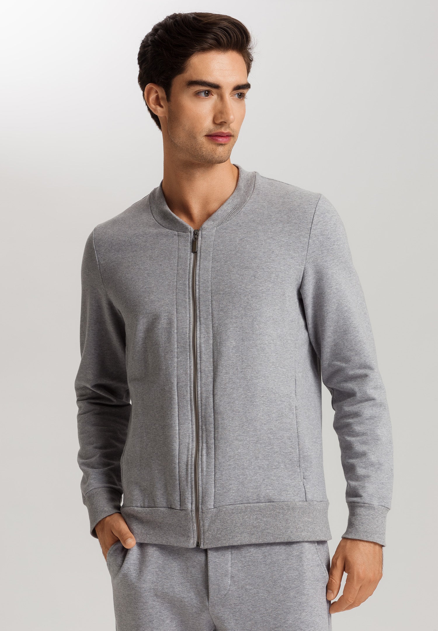 Natural Living Organic Cotton Zip-Up Sweatshirt | Grey Melange 75774-3014