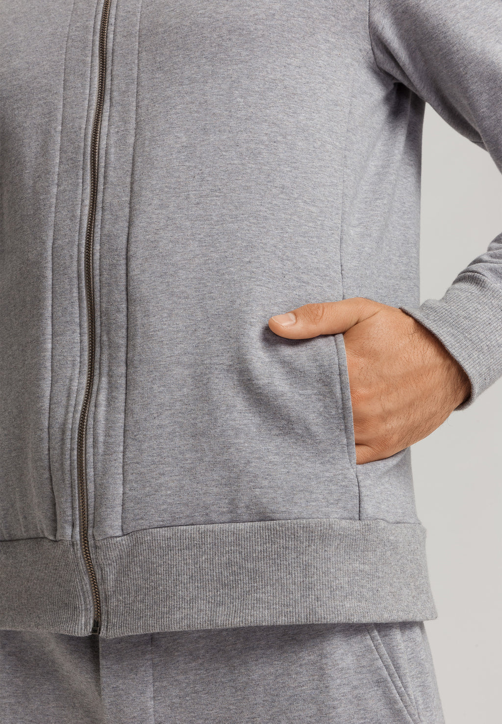 Natural Living Organic Cotton Zip-Up Sweatshirt | Grey Melange 75774-3014