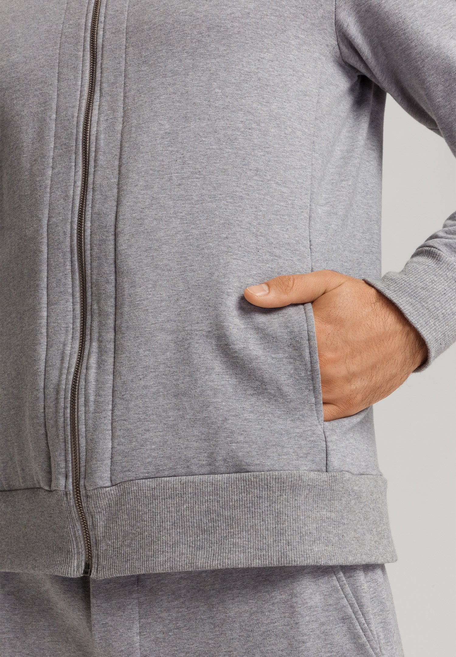 Natural Living Organic Cotton Zip-Up Sweatshirt | Grey Melange 75774-3014