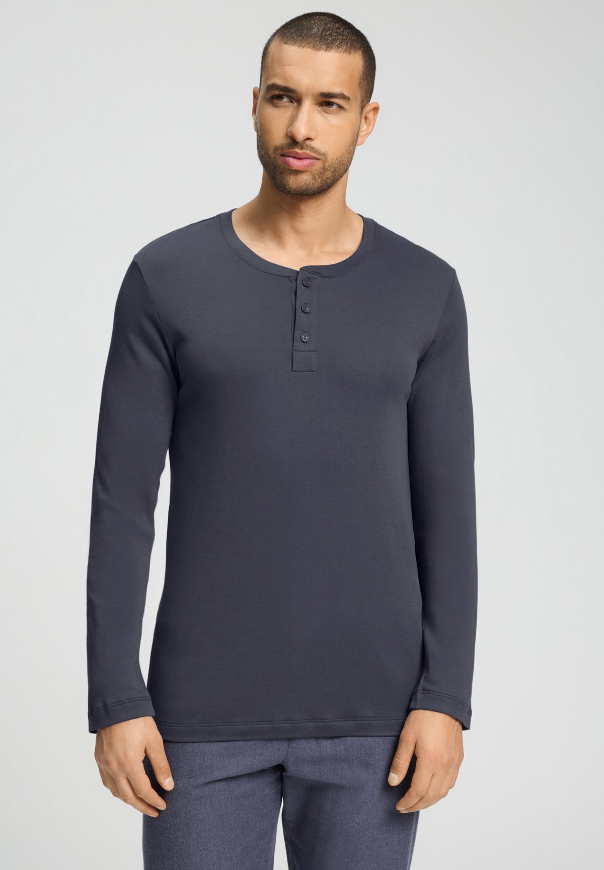 Cozy Comfort L/Slv Henley Shirt | Stormy Gray 75783-2139