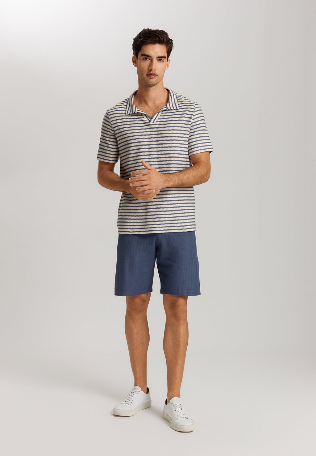 Loungy Summer Organic Cotton Drawsting Shorts | Vintage Indigo 75784-2617