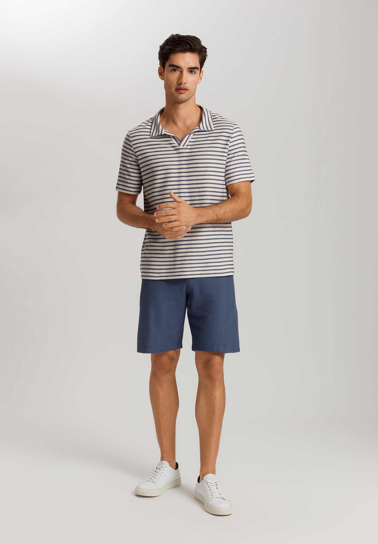 Loungy Summer Organic Cotton Drawsting Shorts | Vintage Indigo 75784-2617