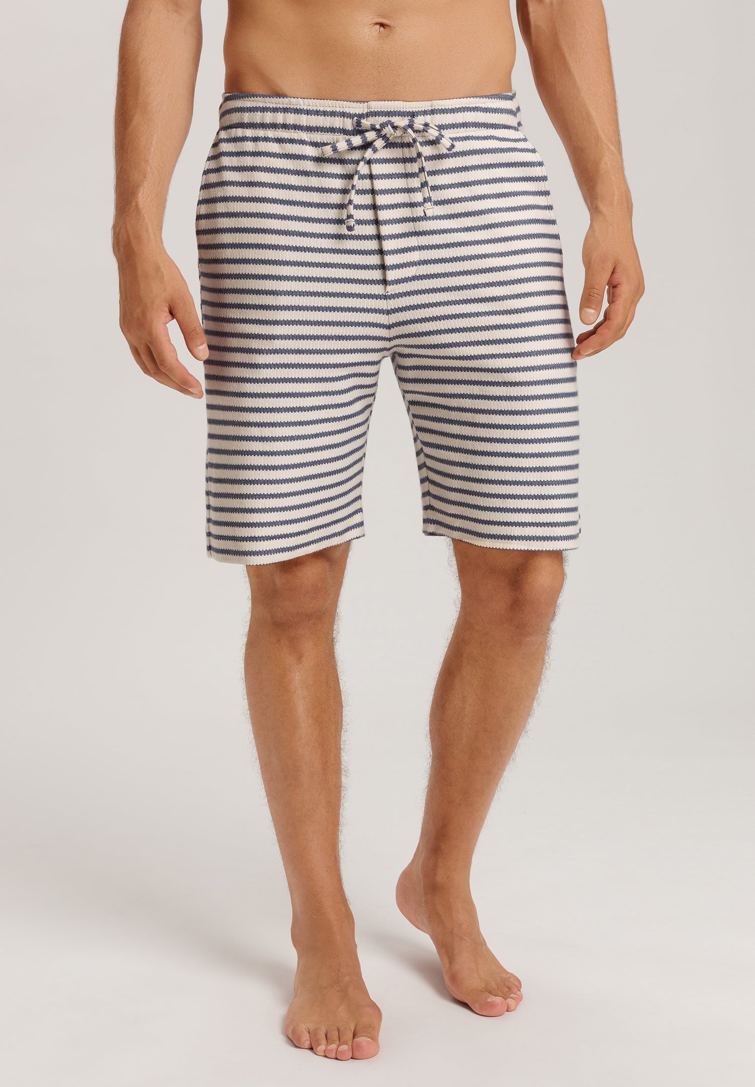 Loungy Summer Organic Cotton Drawsting Shorts | Deep Breeze Stripe 75784-3026