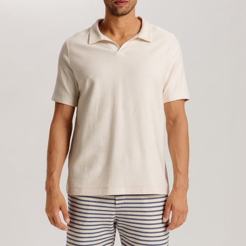 Loungy Summer S/Slv Shirt V-Neck | Warm Sand 75785-1200