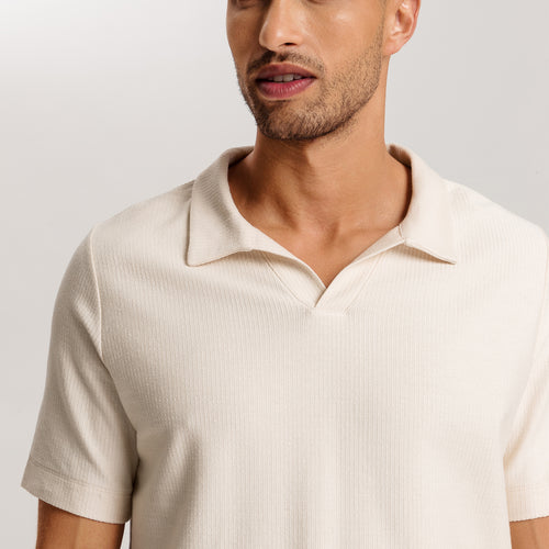 Loungy Summer S/Slv Shirt V-Neck | Warm Sand 75785-1200