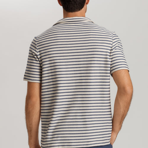 Loungy Summer S/Slv Shirt V-Neck | Deep Breeze Stripe 75785-3026