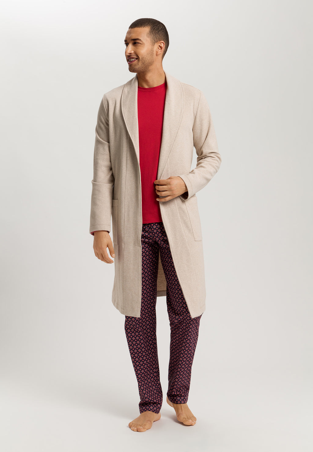 Cozy Living Organic Cotton Soft Jersey Robe | Camel Melange 75821-2895