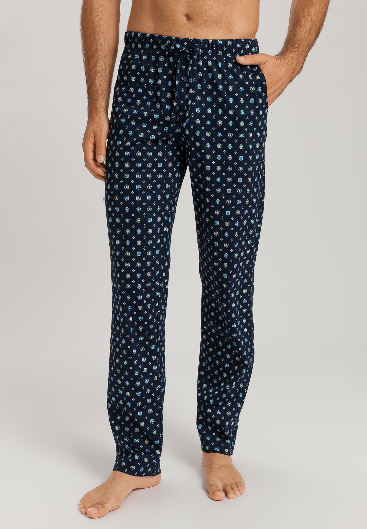 Night And Day Cotton Drawstring Pajama Pants | Black/Periwinkle 75829-3003