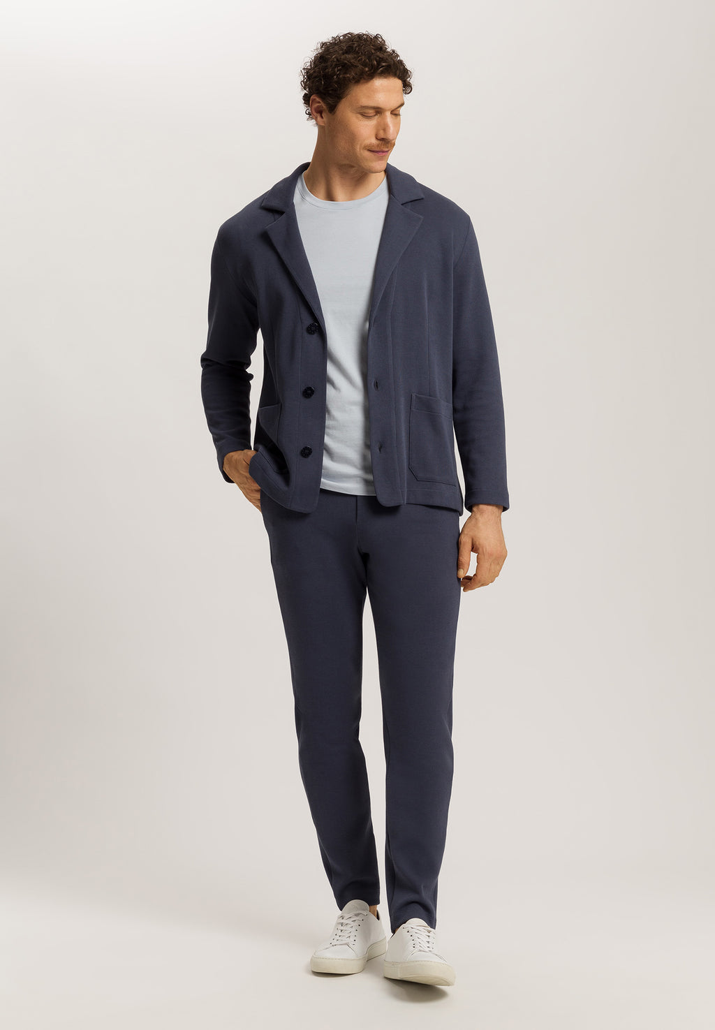 Travelwear Cotton Rib Blazer | Ombre Blue 75859-2635