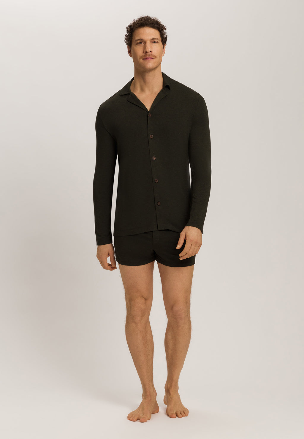 Casuals Notch Collar Button Front Shirt | Earthy Ink Melange 75991-3044