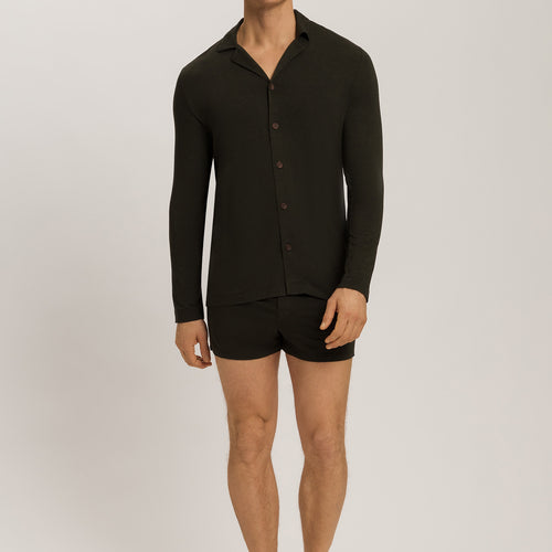 Casuals Notch Collar Button Front Shirt | Earthy Ink Melange 75991-3044