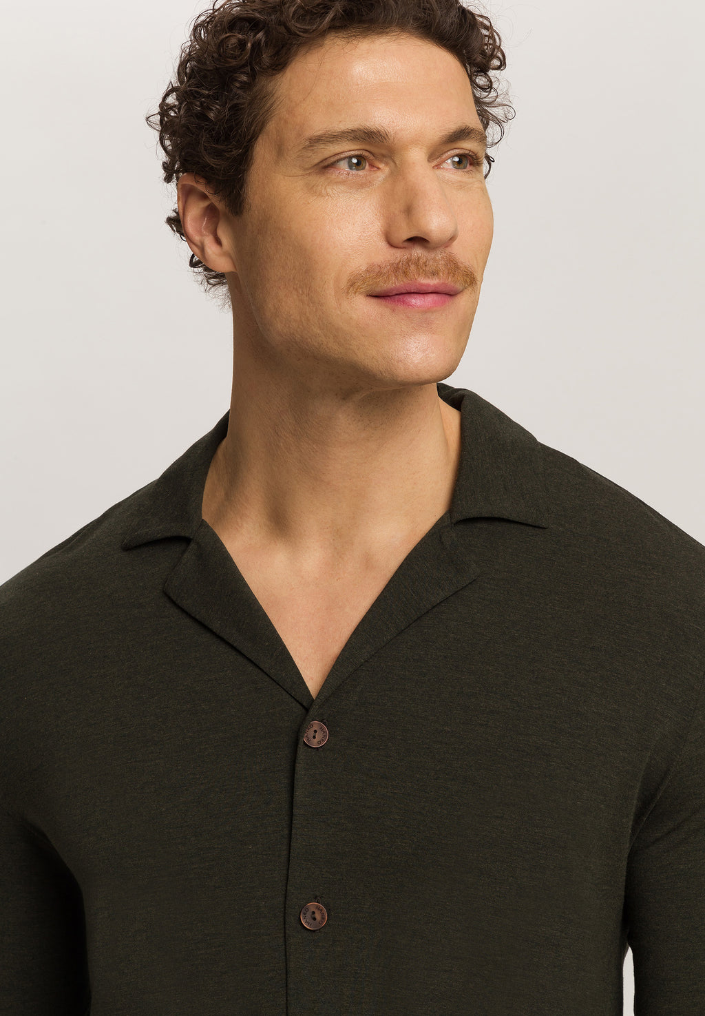Casuals Notch Collar Button Front Shirt | Earthy Ink Melange 75991-3044