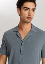 Casuals Notch Collar Button Front Shirt | Ocean Melange 75992-3020