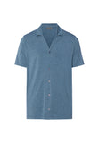 Casuals Notch Collar Button Front Shirt | Retro Blue Melange 75992-3082