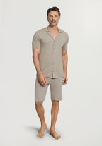 Casuals Notch Collar Button Front Shirt | Hazelnut Melange 75992-3115