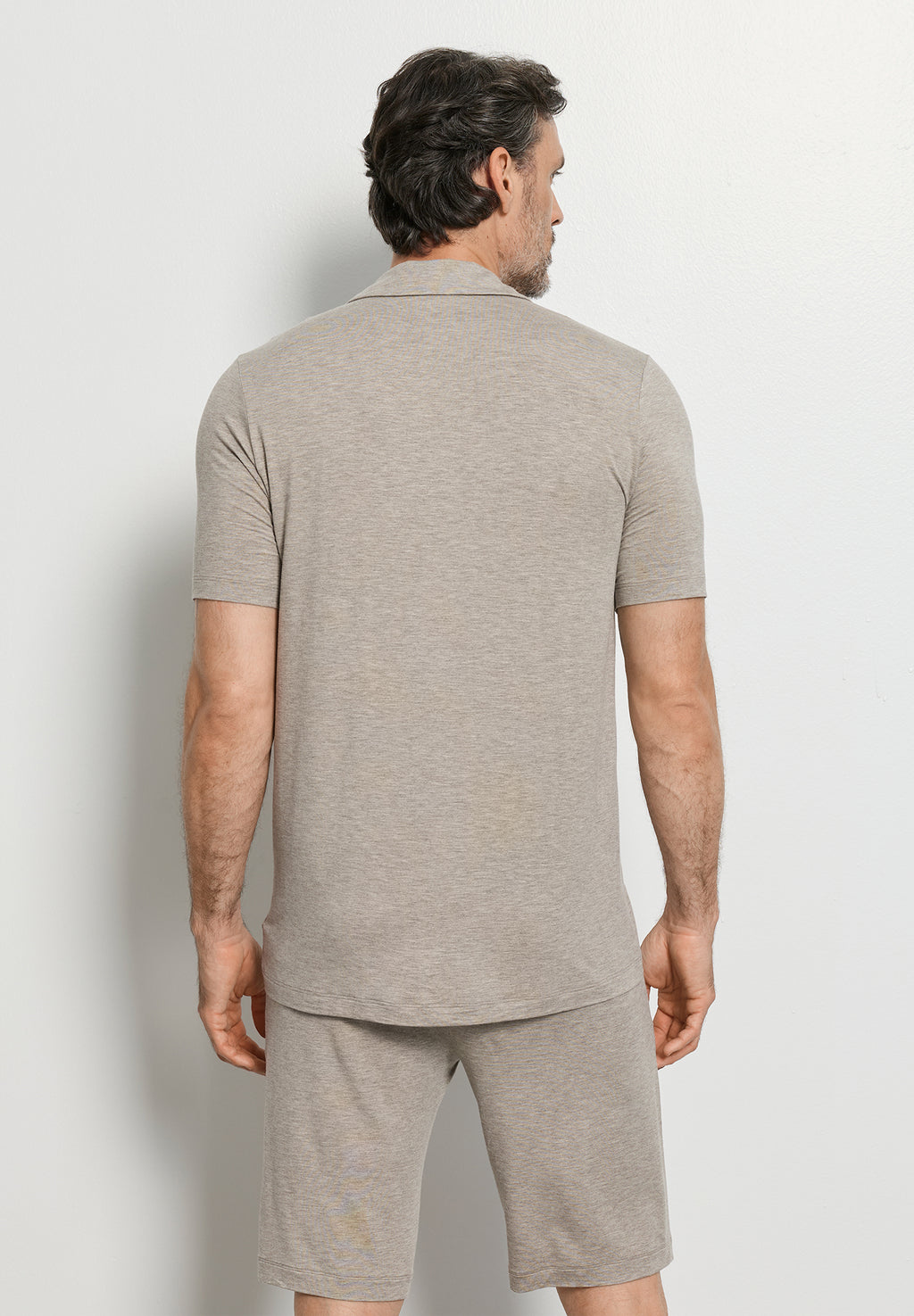 Casuals Notch Collar Button Front Shirt | Hazelnut Melange 75992-3115