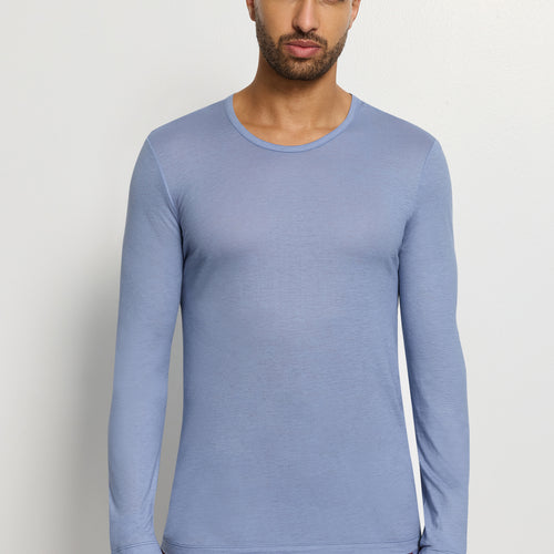 Arthur Arbesser X Hanro Crew Neck Cotton Top | Stonewash 76334-2538