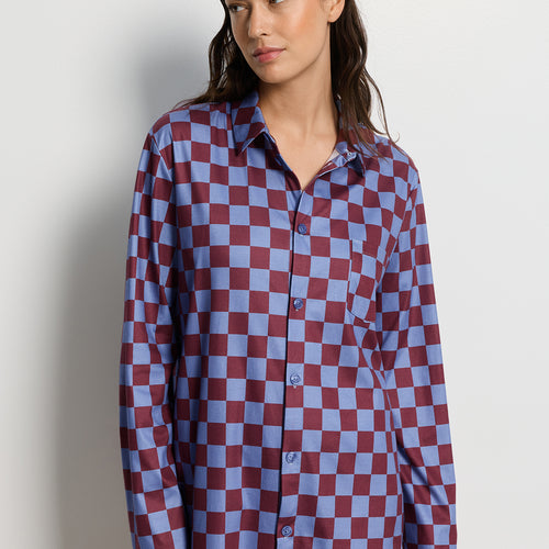 Arthur Arbesser X Hanro Checkered Cotton Shirt | Chess Print 76347-3068