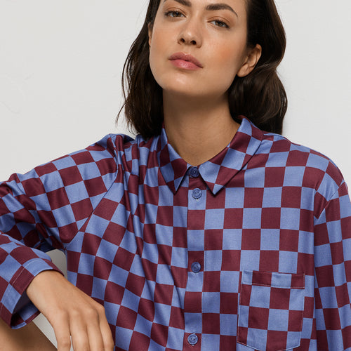 Arthur Arbesser X Hanro Checkered Cotton Shirt | Chess Print 76347-3068