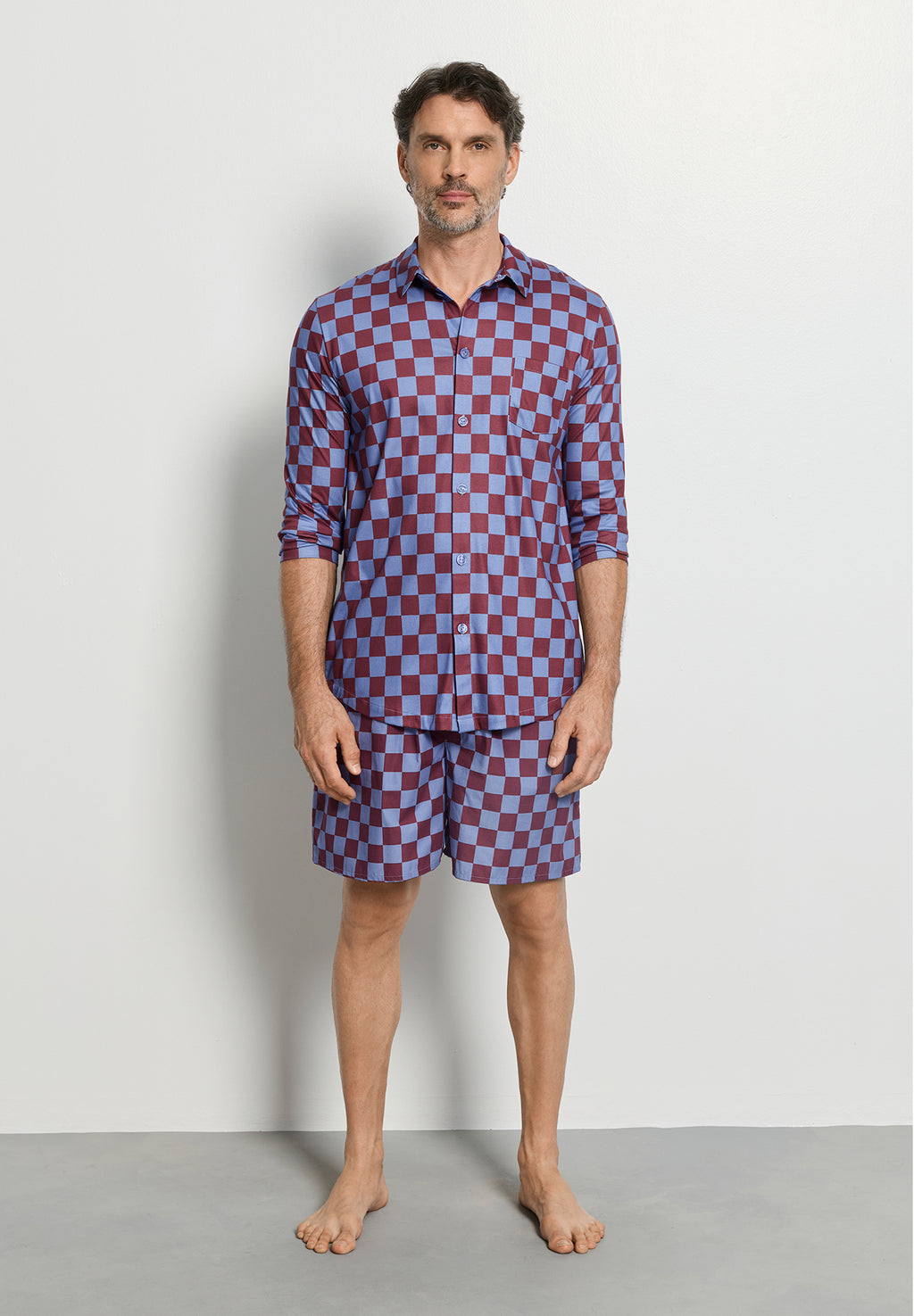 Arthur Arbesser X Hanro Checkered Cotton Shirt | Chess Print 76347-3068